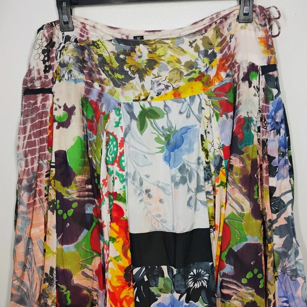 Sacred Threads Maxi Skirt Womens XL Boho Patchwork Floral Hippie Multicolor